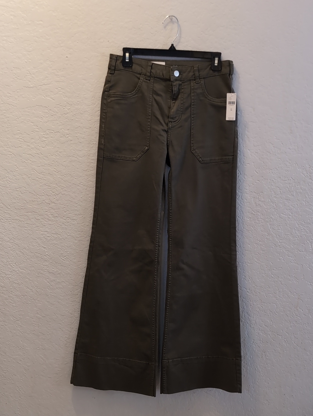 Anthropologie Pilcro The Rylan Relax High-Rise Flare Pants in Olive Green